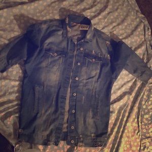 Distressed jeans jacket